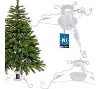 KOTARBAU® Support pour sapin de Noël avec réservoir d'eau en acier Blanc Support pour arbre de Noël Support pour arbre de Noël décoratif avec ornement Support pour sapin de Noël Christmas Tree Stand S