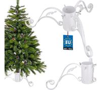 KOTARBAU® Support pour sapin de Noël avec réservoir d'eau en acier Blanc Support pour arbre de Noël Support pour arbre de Noël décoratif avec feuille Support pour sapin de Noël Christmas Tree Stand Su