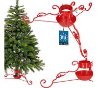 KOTARBAU® Support pour sapin de Noël avec réservoir d'eau en acier Rouge Support pour arbre de Noël Support pour arbre de Noël décoratif avec ornement Support pour sapin de Noël Christmas Tree Stand S