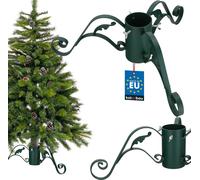 KOTARBAU® Support pour sapin de Noël avec réservoir d'eau en acier Vert Support pour arbre de Noël Support pour arbre de Noël décoratif avec feuille Support pour sapin de Noël Christmas Tree Stand Sup