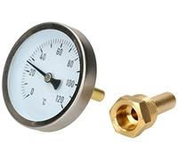 KOTARBAU® Thermomètre à aiguille bimétallique à visser pour installations de chauffage et conduites d'eau 0-120 °C.