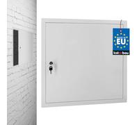 KOTARBAU® Trappe de révision 50 x 50 cm, porte d'inspection en placoplâtre avec serrure à clé, boîtier de sécurité, trappe de révision intégrée en acier galvanisé, blanche