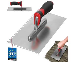 Kotarbau® Truelle de lissage en Acier Inoxydable 270 x 128 mm avec Denture 6 x 6 mm pour Pose de carrelage, Disque de lissage, poignée Souple