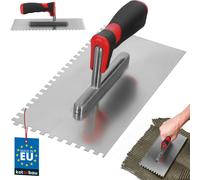 KOTARBAU® Truelle de lissage en acier inoxydable 270 x 130 mm avec denture 6x6 mm pour la pose de carrelage Disque de lissage Truelle en acier inoxydable avec poignée souple