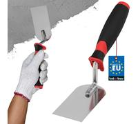 KOTARBAU® Truelle de maçon en acier inoxydable 100 mm x 50 mm avec poignée en caoutchouc Truelle de stucateur Truelle à crépi angulaire Spatule de stucateur indispensable pour les travaux de maçonneri