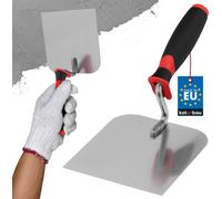 KOTARBAU® Truelle de maçon en acier inoxydable 120 mm x 128 mm avec poignée en caoutchouc Truelle de stucateur Truelle à plâtre angulaire Spatule de stucateur indispensable pour les travaux de maçonne