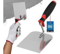KOTARBAU® Truelle de maçon en acier inoxydable 128 mm x 100 mm avec poignée en caoutchouc Truelle de stucateur Truelle à plâtre angulaire Spatule de stucateur indispensable pour les travaux de maçonne