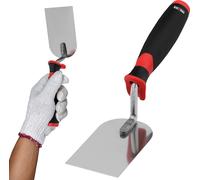 KOTARBAU® Truelle de maçon en inox 100 mm x 60 mm avec poignée en caoutchouc Truelle de stucateur Truelle à crépi angulaire Spatule de stucateur indispensable pour les travaux de maçonnerie