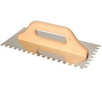 KOTARBAU® Truelle dentée en Acier Inoxydable - 280 x 130 mm - 8 x 8 mm - avec poignée en Bois