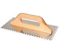 KOTARBAU® Truelle dentée en acier inoxydable 6 x 6 mm/280 mm, truelle de lissage avec manche en bois, truelle peigne à dents pour pose de carrelage, spatule dentée, taloche