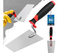 KOTARBAU Truelle trapézoïdale en acier inoxydable 130 mm x 53 mm Truelle de maçon avec manche en caoutchouc Truelle de stucateur Truelle à plâtre Spatule de stucateur indispensable pour les travaux de