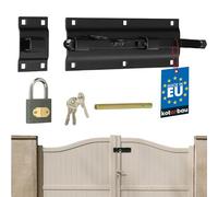 KOTARBAU® Verrou à boulon 290/78 avec cadenas des deux côtés, noir poudré, verrou de porte, verrou de porte en acier