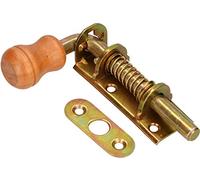 KOTARBAU Verrou à ressort 100 mm Verrou de porte galvanisé inoxydable Poignée en bois résistant aux intempéries avec ressort (100 mm)