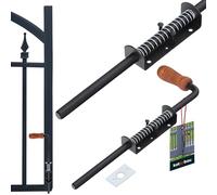 KOTARBAU® Verrou à ressort long, noir, avec poignée en bois, 38 cm, en acier, pour portail en bois