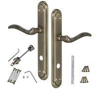 KOTARBAU® ZnAl Poignée de porte de 90 mm - Poignée de porte de WC - Longue plaque - Poignée de porte intérieure - Longue rosace - Poignée de porte décorée patinée