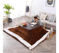 Kotatsu Kotatsu Table Chauffante Table Basse D’Hiver Tatami Table Chauffante Salon Jeu Table Basse Chauffante Couette Tapis Chauffant, Brownb, 80 * 80 * 45cm