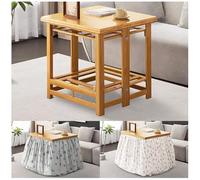 Kotatsu Table chauffante d'hiver multifonction pliable avec couverture amovible 80 x 80 cm, compartiment de séchage, couleur naturelle, parfaite pour les réunions de famille confortables