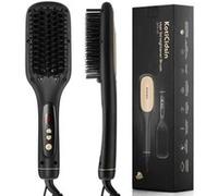 Koticidsin Brosse Lissante Chauffante, Brosse À Cheveux Ionique, Affichage Led+Peigne Céramique À Température Réglable + Anti-Échaudage+Arrêt Automatique (Noir)