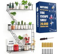 KOTIJOKI Étagère Murale Fire Escape - Étagère Flottante décorative New York - Étagère Murale en métal Noir pour Chambre à Coucher, Maison, Bureau, Rangement et présentation (3 Niveaux)