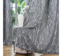 Kotile Lot de 2 Panneaux de Rideaux Gris argenté de 160 cm de Long pour Chambre à Coucher, Panneaux de Rideaux Semi-Transparents à œillets en Feuille d'argent métallisé, 132,1 x 160 cm chacun, Gris