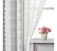 Kotile Lot de 2 Rideaux en Dentelle Ivoire de 137 cm de Long - Rideaux en Dentelle Florale Rustique pour fenêtre de Cuisine - 132,1 x 137,2 cm - Ivoire/crème