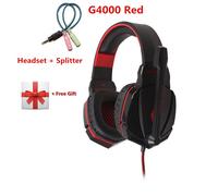 KOTION EACH G2000 G9000 Casque de jeu Gamer Écouteur Stéréo Basse profonde Casque filaire avec micro Lumiere LED pour PC PS4 X-BOX-G4000 rouge SP