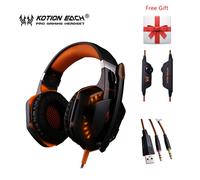 KOTION EACH G2000 G9000 Casque Gaming Gamer Écouteur Stéréo Basse Profonde Casque Filaire avec Micro Lumiere LED pour PC PS4 X-BOX-G2000 Orange