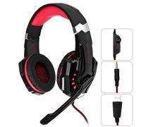 KOTION EACH G9000 Casque de jeu Gaming Casque 3.5mm PS4 avec micro LED Noir et rouge