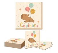 Kotkiddy 20 pièces Accessoires de fête d'anniversaire Capybara Assiettes en Papier et Serviettes Capybara Mignonnes Ensemble de Vaisselle à thème Animalier Orange Décoration d'anniversaire Capybara