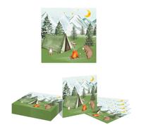 Kotkiddy 20 pièces de Serviettes en Papier Camping, décorations d'anniversaire Camping avec Tente feu de Camp Ours Aventure forêt Enterrement de Vie de Jeune Fille randonnée