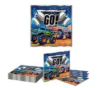 Kotkiddy 20 pièces Monstre Camions Camions Serviettes en Papier jetables Monster Jam Voiture de Course Set de Table Cadeaux décoration Articles de fête d'anniversaire