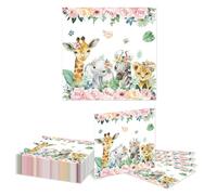 Kotkiddy 20 pièces Serviettes Animaux Sauvages - Décorations de Douche de bébé Safari - Serviettes jetables pour Anniversaire de Fille thème Jungle Safari