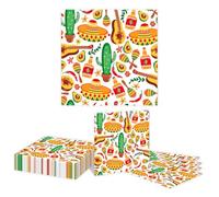 Kotkiddy 20 Pièces Serviettes de Célébration pour Fête Cinco De Mayo Mexique Cactus Épaisses & Absorbantes Serviettes en Papier pour Cocktail Mexicain, Fête d'anniversaire