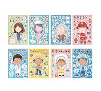 Kotkiddy 24 Pièces Autocollants Métier Enfants Make a Face Autocollants DIY Étiquettes Profession Enfants Pailletées Holographiques Cadeaux Invitée Anniversaire Échange P