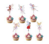 Kotkiddy 24 Pièces Fée Anniversaire Décor Gobelets Décorations Cupcake Petits Décorations Danseuse Ballerine pour Enfants Fêtes Gâteau Decoration