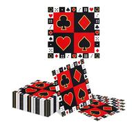 Kotkiddy 40 Pièces 33x33cm Casino Serviettes Jeu de Cartes Las Vegas Décoration Serviettes en Papier Poker Jeu de Cartes Serviettes Cartes de Jeu Décoration de Table Las