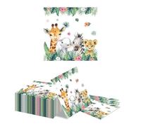Kotkiddy 40 Pièces Serviettes à Motif Animaux Sauvages Décoration de Douche de Bébé Safari Serviettes Jetables pour Garçons et Filles Anniversaire Thème Jungle Thème Safa