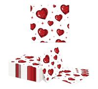 Kotkiddy 40 Pièces Serviettes en Forme de Cœur 33x33 cm Douces Serviettes Rouges Amour Décoration Famille Restaurant Mariage Fête Invités Décoration de Table Dîner Romant