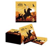 Kotkiddy 40 Pièces Serviettes Western Cowboy Anniversaire Thème Wild West Serviettes en Papier pour Fête à Thème Country Enterrement de Vie de Jeune Fille Décoration de T