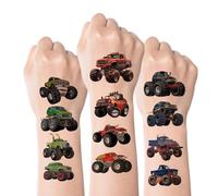 Kotkiddy 69 pièces de tatouages temporaires de camion monstre pour enfants garçons filles décoration de fête cadeaux autocollants pour anniversaire course de voitures cam