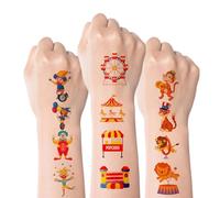 Kotkiddy 72 pièces Tatouages Temporaires Cirque Clown Carnaval Enfants Garçons Filles Décoration de Fête Cadeaux Goodies Autocollants pour Anniversaire Fête sur le Thème