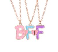 Kotkiddy Colliers Assortis pour Meilleures Amies BFF pour 3 Filles, Colliers d'Amitié pour Trois Meilleures Amies, Cadeaux d'anniversaire, de Noël pour Bestie