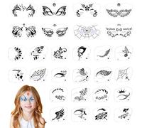Kotkiddy Ensemble de 28 pochoirs de Maquillage pour Le Visage réutilisables, Tatouage Facial et Maquillage corporel pour Enfants et Adultes