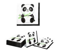 Kotkiddy Lot de 20 serviettes multicolores panda 33 x 33 cm - Décoration d'anniversaire d'enfant