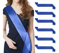 Kotkiddy Lot de 6 écharpes vierges en satin - Impression DIY - Pour mariage et fête - Bleu, bleu, L