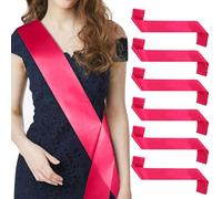 Kotkiddy Lot de 6 écharpes vierges en satin - Impression DIY - Unies - Pour mariage, fête - Fuchsia, rouge, L