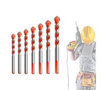 Kotkka Drill Bits Set, Four Blade Serrated Eccentric Twist Bits with U Type Slot, High-Strength Carbide Tip for Wood, Concrete, Brick, Glass, Tile, Metal, 3-16mm Multi-Material Drilling