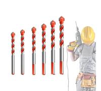 Kotkka Drill Bits Set, Four Blade Serrated Eccentric Twist Bits with U Type Slot, High-Strength Carbide Tip for Wood, Concrete, Brick, Glass, Tile, Metal, 3-16mm Multi-Material Drilling