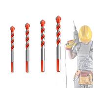 Kotkka Drill Bits Set, Four Blade Serrated Eccentric Twist Bits with U Type Slot, High-Strength Carbide Tip for Wood, Concrete, Brick, Glass, Tile, Metal, 3-16mm Multi-Material Drilling