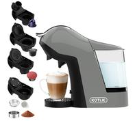 KOTLIE EM-308B Machine à café 5 en 1, multi-capsules et poudre, 3 températures, 7 niveaux d'eau, réservoir d'eau de 1 l (gris)